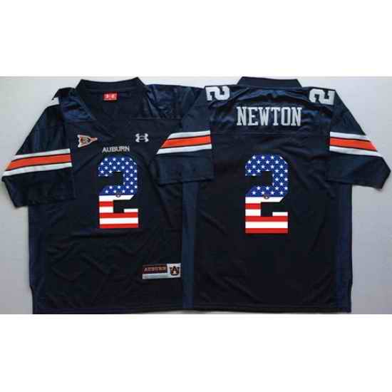 Auburn Tigers 2 Cam Newton Navy USA Flag College Jersey